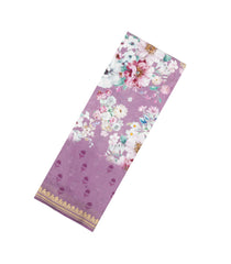 Lilac Printed Chanderi Cotton Saree With Floral Motifs-CC1748