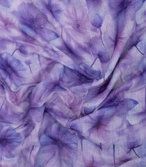 Lavender Printed Synthetic Linen Saree With Floral Motifs-SY0210