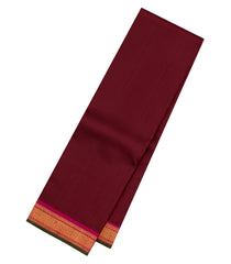 Maroon Handloom Kanchipuram Silk Saree With Contrast Border-KA15011