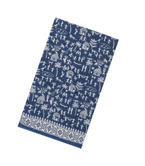 Indigo Printed Jaipur Cotton Saree With Tribal Motifs-JC1705