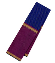 Blue Handloom Muppagam Kanchipuram Silk Saree With Checks-KA14506