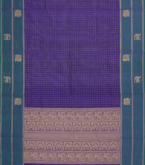 Lavender Handloom Silk Cotton Saree With Checks & Contrast Border-SC3943