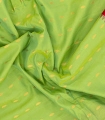 Light Green Handloom Gadwal SICO Saree With Cotton Body & Silk Border-GA0367