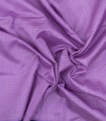 Lavender Handloom Korvai Silk Cotton Saree With Checks & Contrast Border-SC3869