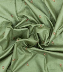 Cardamom Green Embroidered Tussar Silk Saree With Meena Floral Embroidery-TU3722