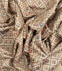Taupe Handloom Tussar Silk Saree With Printed Floral Motifs-TU2607