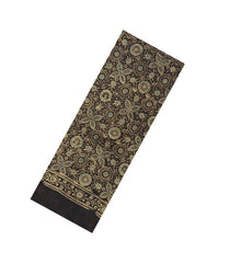 Black Woven Pure Silk Saree With Ajrakh Print-TU3209
