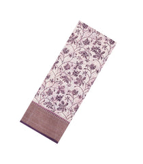Lilac Printed Chanderi Cotton Saree With Floral Motifs & Zari Border-CC1668