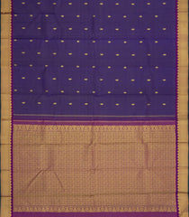 Navy Blue Handloom Kanchipuram Silk Saree With Vairaoosi & Buttas-KA15521