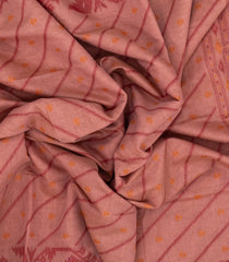 Dusty Peach Woven Bengal Cotton Saree With Floral Motifs-BG1431