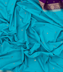 Cyan Woven Art Crepe  Saree With Stone Work & Contrast Border-BL5136