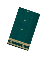 Teal Handloom Silk Cotton Saree With Kolam Buttas-SC3909