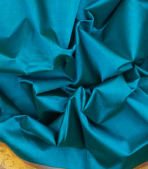 Cyan Handloom 9 Yards Silk Cotton Saree With Contrast Zari Border-SC3778