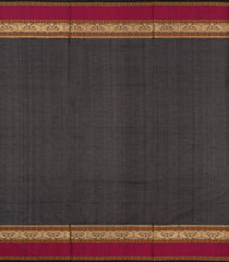Black Handloom Silk Cotton Saree With Buttas & Contrast Border-SC4257