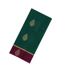 Dark Green Handloom Silk Cotton Saree With Buttas-SC4521