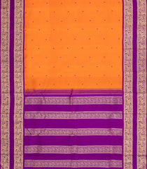 Orange Handloom Korvai Kanchipuram Silk Saree With Buttas-KA15372