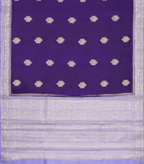 Dark Purple Woven Banarasi Poona Silk Saree With Zari Buttas & Contrast Border-BP1029