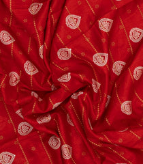 Red Printed Synthetic Dola Silk Saree With Zari Motifs & Border -SY0347