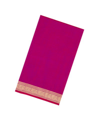 Hot Pink Handloom Silk Cotton Saree With Zari Border-SC4552