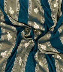 Navy Blue Woven Synthetic Satin Saree With Floral Zari Motifs-BL4853