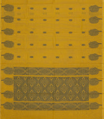 Mustard Woven Rasipuram Cotton Saree With Stripes & Buttas-RA2658