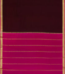 Dark Brown Woven Mysore Silk Saree With Contrast Zari Border-MS3611