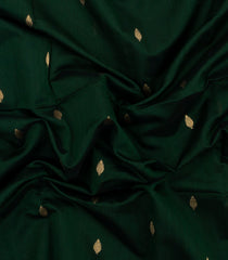 Bottle Green Handloom Maheswari Silk Cotton Saree With Buttas & Zari Border-SC4880