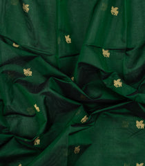Dark Green Handloom Silk Cotton Saree With Horse Buttas-SC4033