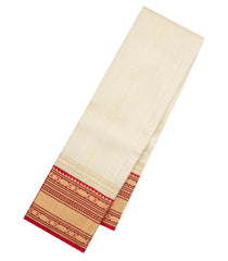 Cream Handloom Korvai Kanchipuram Silk Saree With Zari Checks-KA15408