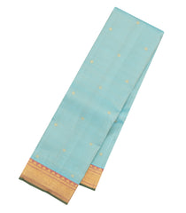 Turquoise Handloom Kanchipuram Silk Saree With Zari Buttas-KA15236
