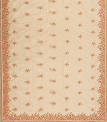 Cream Woven Blended Tissue Saree With Embroidered Floral Motifs-BL4888