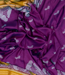 Magenta Woven Art Dupion Saree With Printed Bird Motifs-BL3937