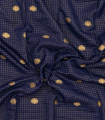 Navy Blue Woven Blended Viscose Saree With Zari Checks & Buttas-BL6077