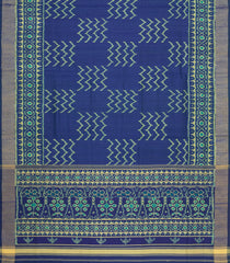 Dark Blue Handloom Rajkot Patola Dupion Silk Saree With Zari Border-IK0473