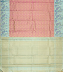 Dusty Pink Handloom Korvai Kanchipuram Silk Saree With Floral Motifs-KA15857