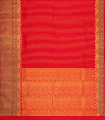 Red Handloom Kanchipuram Silk Saree With Floral Stripes-KA16295