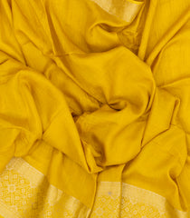 Mustard Woven Art Dola Viscose Saree With Floral Zari Motifs-BL3980