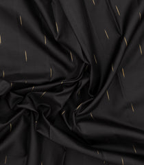 Black Handloom Korvai Kanchipuram Silk Saree With Raindrop Buttas-KA13715