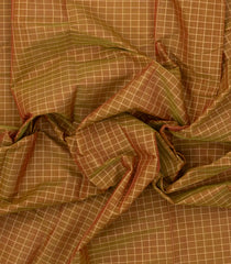 Beige Handloom Kanchi Cotton Saree With Checks-KC1624