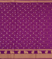 Magenta Printed Art Dola Silk Saree With Stripes & Printed Pallu-BL5765