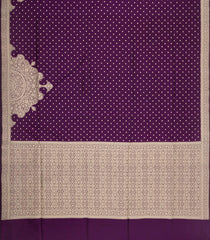 Dark Purple Handloom Banarasi Silk Saree With Floral Motifs-BE1885
