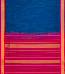 Blue Handloom Silk Cotton Saree With Contrast Border-SC4704