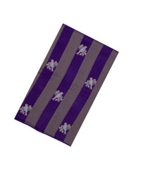 Purple & Grey Woven Blended Viscose Saree With Stripes & Bird Buttas-BL4986