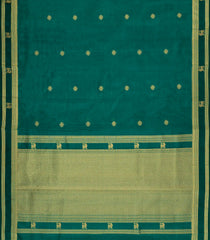 Sea Green Handloom Kanchi Cotton Saree With Silk Border-KC1819