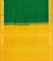 Green Handloom Silk Cotton Saree With Checks-SC4682