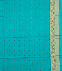 Turquoise Woven Art Dupion Saree With Meena Floral Border-BL5965