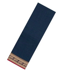 Indigo Woven Chirala Cotton Saree With Elephant Border-CR1430