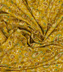 Mustard Printed Synthetic Dola Silk Saree With Zari Border-BL5722