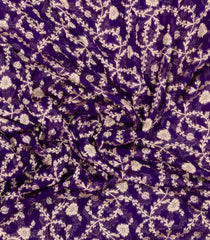 Purple Handloom Banarasi Khaddi Georgette Silk Saree With Contrast Border-BE1860