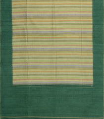 Green Printed Synthetic Tussar Silk Saree With Multi Colour Stripes-SY0531